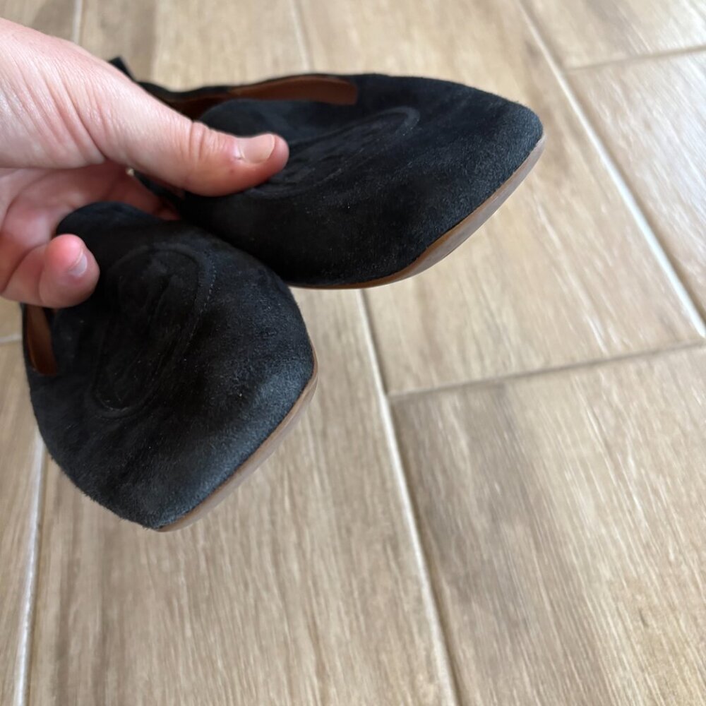 Tory Burch Leigh Loafer Womens 8.5 Black Suede Leather City Office Casual Wealth - Picture 5 of 9